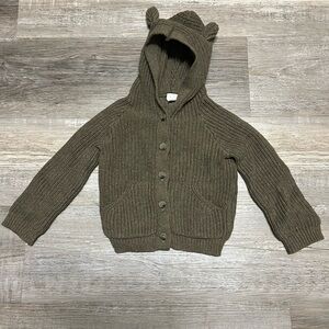 Jamie Kay Olive Knit Cardigan with Bear Ears
